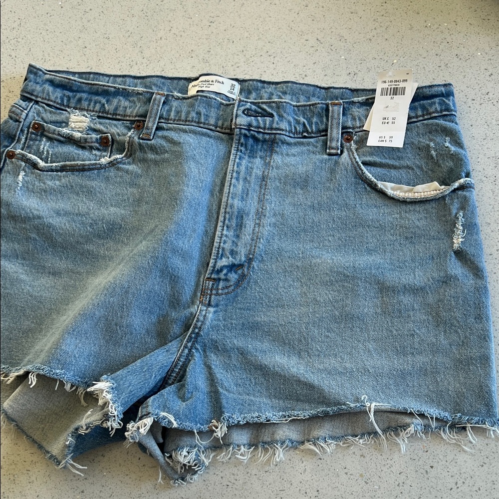 Abercrombie & Fitch Light Blue Frayed Hem Denim Shorts